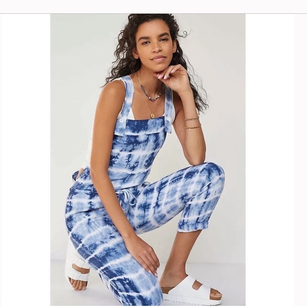 Anthropologie Blue Tie-Dye Jumpsuit